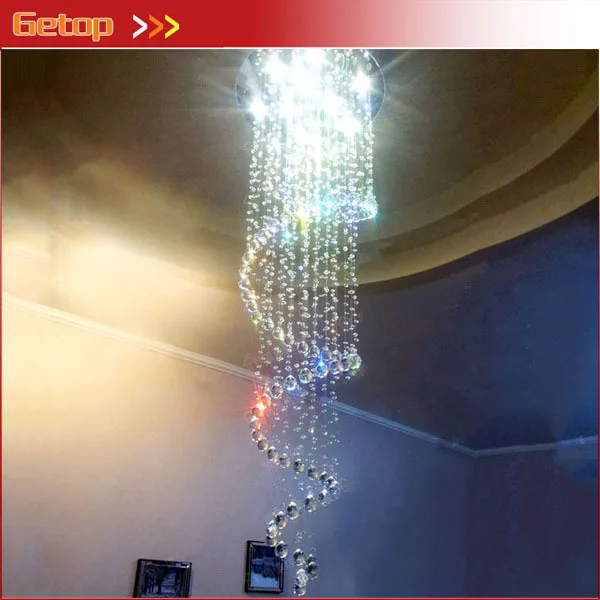 Best Price Luxury Lustre Crystal Pendant Lamp Luster Duplex Spiral Stairs Lights K9 Crystal Ceiling Chandelier LED GU10