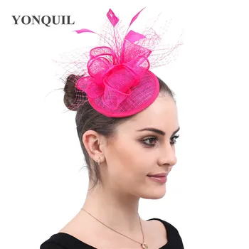 

Women formal dress party fascinator mesh hat elegant bride wedding chic headpiece with veilling headwear for bride chapaeu cap