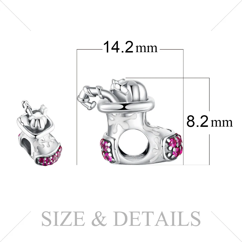 JewelryPalace Винтаж искусственные Рубины красной эмалью Рождество носок бусины Шарм