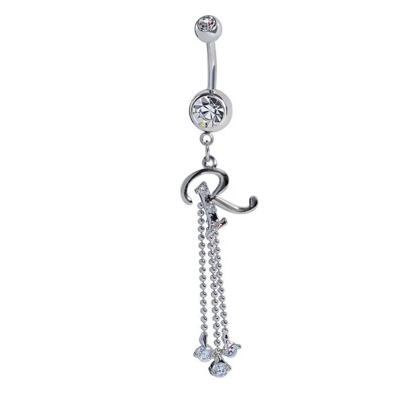 23311 New Charm Dangle Rhinestone Heart Style Body...