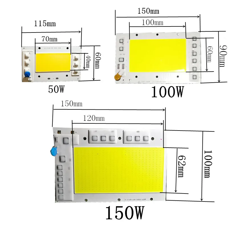 AC 220 В, 10 Вт, 50 Вт, 100 Вт, 150 Вт, светодиодный чип высокой мощности, интегрированный COB светодиодный светильник, чипы, белый светильник, источник для прожектора