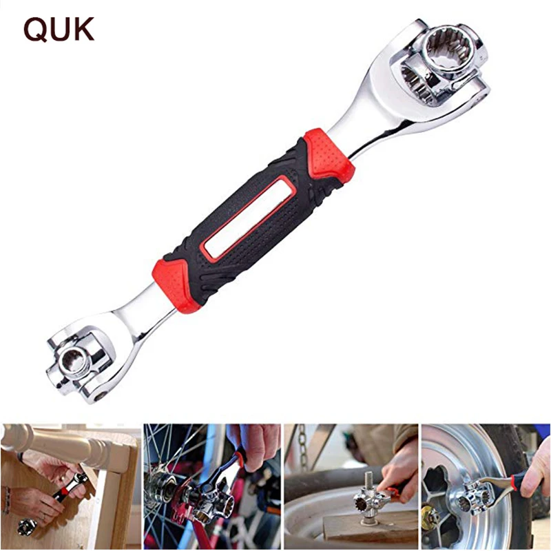 QUK 48 In 1 Wrench Socket Multitul Torquekeys Set Universal Key Ratchet Spanner Furniture Car Repair 250mm 360 Degree Hand Tools1