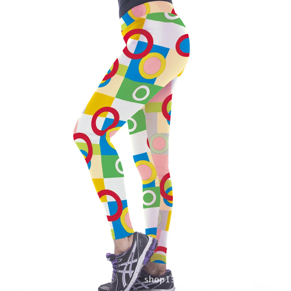 NEW Euro Style sexy women plaid circle 3D digital printing