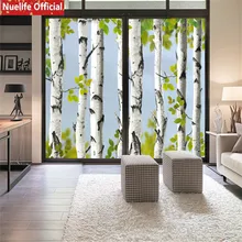 Цветная Березовая пленка из электростатического стекла, гостиная, спальня, ванная комната для детей, детский сад, раздвижная дверь, ПВХ пленка для окон