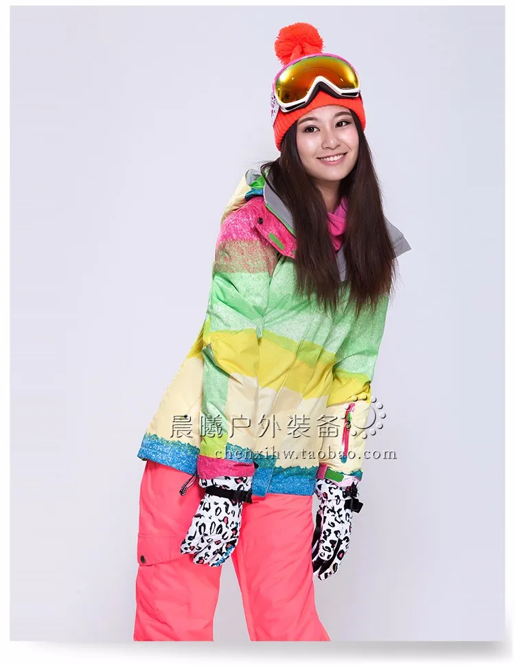Gsou Snow женский горнолыжный костюм куртка+ лыжные брюки Snowbaord пальто и брюки уличная Водонепроницаемая зимняя теплая одежда