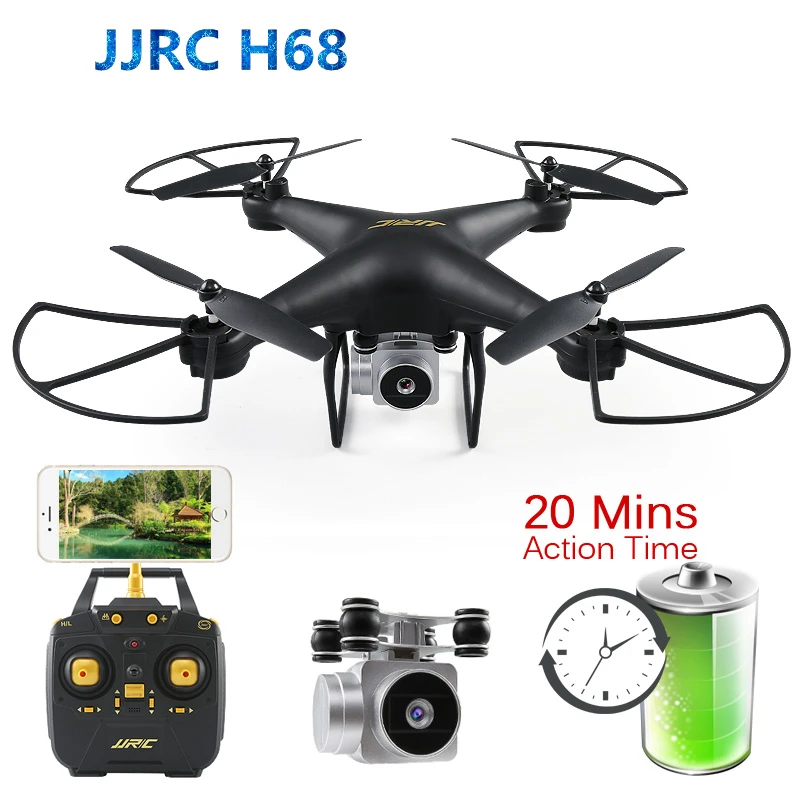 

JJRC H68 RC Quadcopter with HD WiFi FPV Camera Altitude Hold Headless Mode Dron 20 Minutes Flying Time Selfie Drone VS SYMA X5C