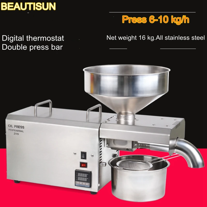 

BEAUTISUN,Automatic Stainless steel oil press,for Home or small commercial oil machine,oil presser flaxseed oil extractor S8