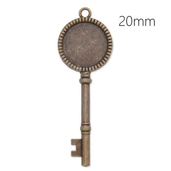 

Alloy Fashion Key Type Pendant Blanks Cabochon Settings, Antique Bronze Cameo Pendant Trays, 10 pcs-C3939