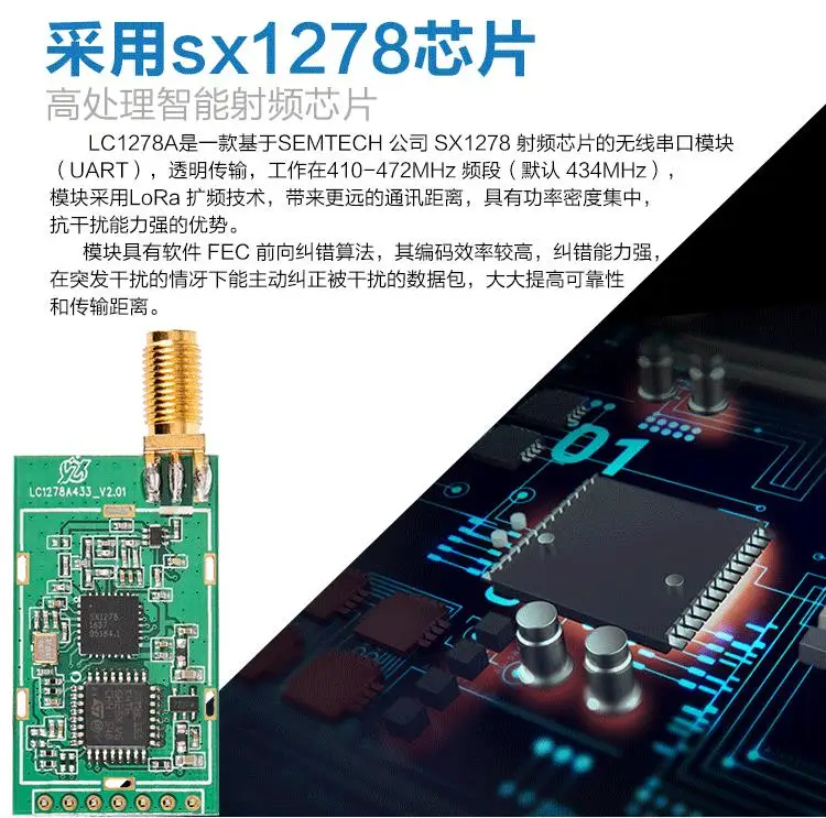 Линь core SX1278 беспроводной модуль, 433 м беспроводной последовательный модуль, LORA5000 метр UART интерфейс