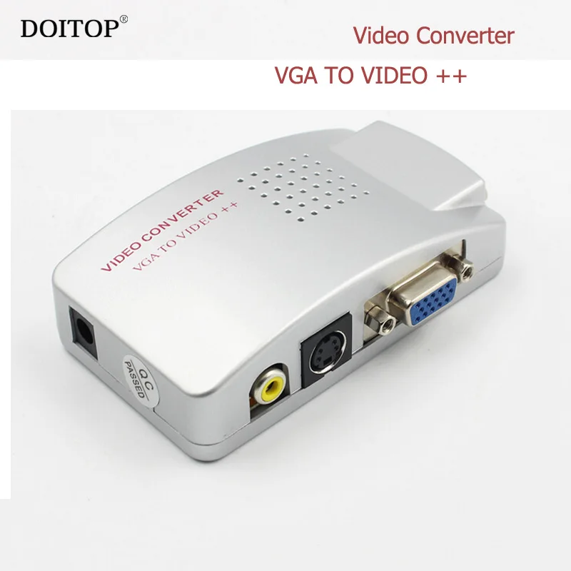 

DOITOP Laptop VGA to TV AV RCA Composite Video Adapter Converter Switch Box Support S-video NTSC PAL VGA TO VIDEO Converter A3