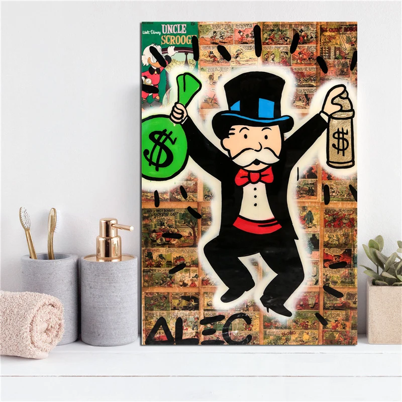 Alec Monopolies Man With Money Bag HD холст картина печать гостиная домашний декор Современное