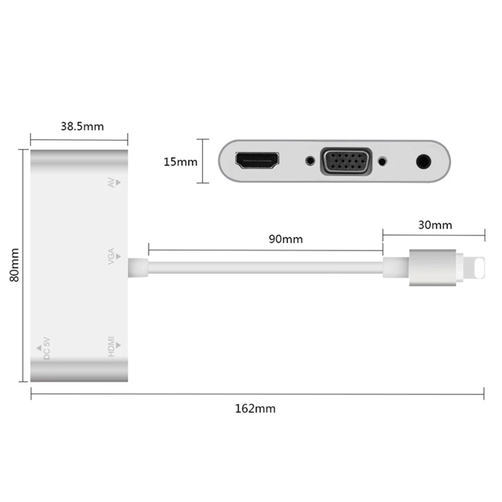 HDTV OTG кабель для HDMI VGA AV Аудио Видео 3,5 мм адаптер расширяет концентратор для IPhone X/Xr/Xs Max/8/7/6/iPad iPod Touch