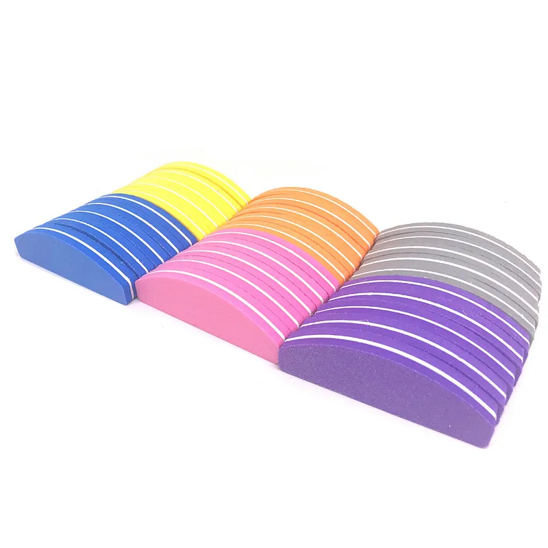 

10 Pcs Mix Color Moon Shape Nail File Sponge Nagel Vijl Buffer Limas Para Unhas 100/180 Nail Files Set Manicure Tools