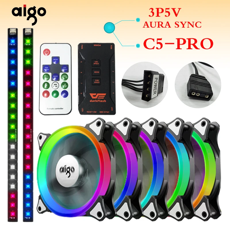 Aigo AURORA Rainbow Cooling Fan Kit for Desktop PC Computer