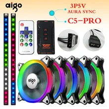 Aigo aurora C5 arc-en-ciel lumières colorées rvb réglable couleur ventilateur 140mm LED PC ordinateur refroidissement refroidisseur silencieux boîtier ventilateur contrôleur(China)