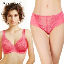 ACOUSMA сексуальное нижнее белье женско большой размер 75 80 90 95 D E чашка Цветочный кружево Вышивка прозрачное нижнее белье сексуальные женское комплект нижнего белья бюстгалтер комплекты