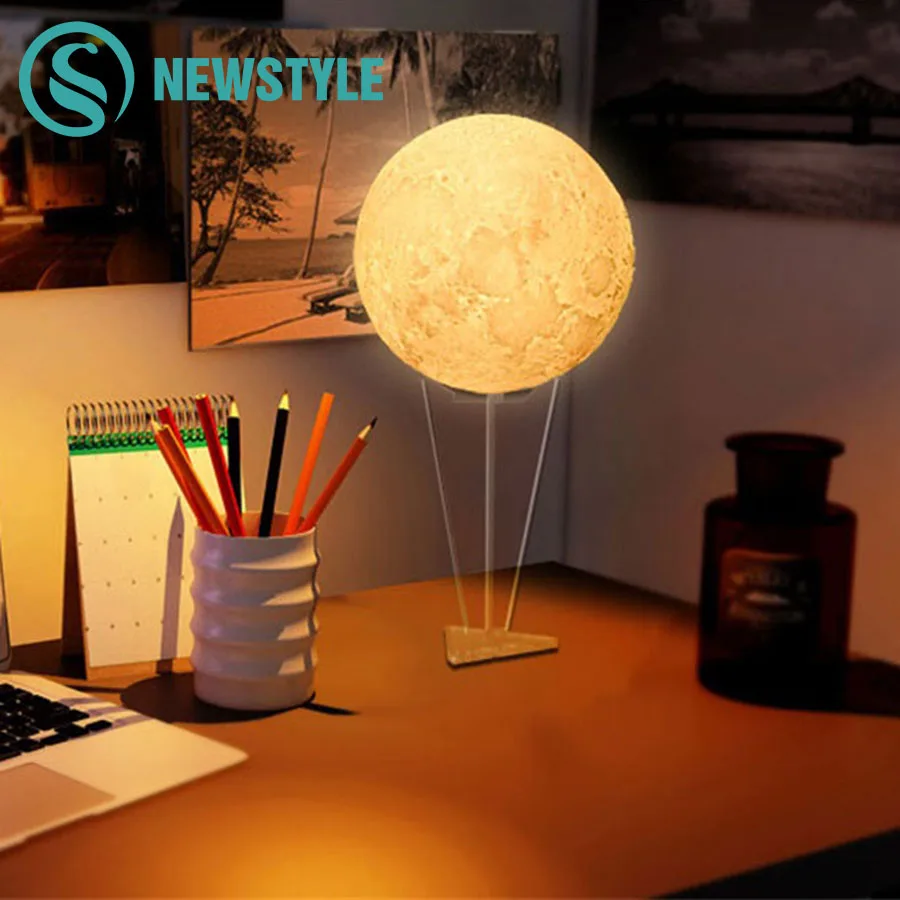 Creative 3D Print LED Moon Night Light RGB LED Moon