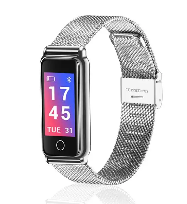 Smart Bracelet Blood Pressure Measurement Metal Bluetooth Watch Blood Pressure Heart Rate Measurement Sports Step Waterproof - Цвет: Gray