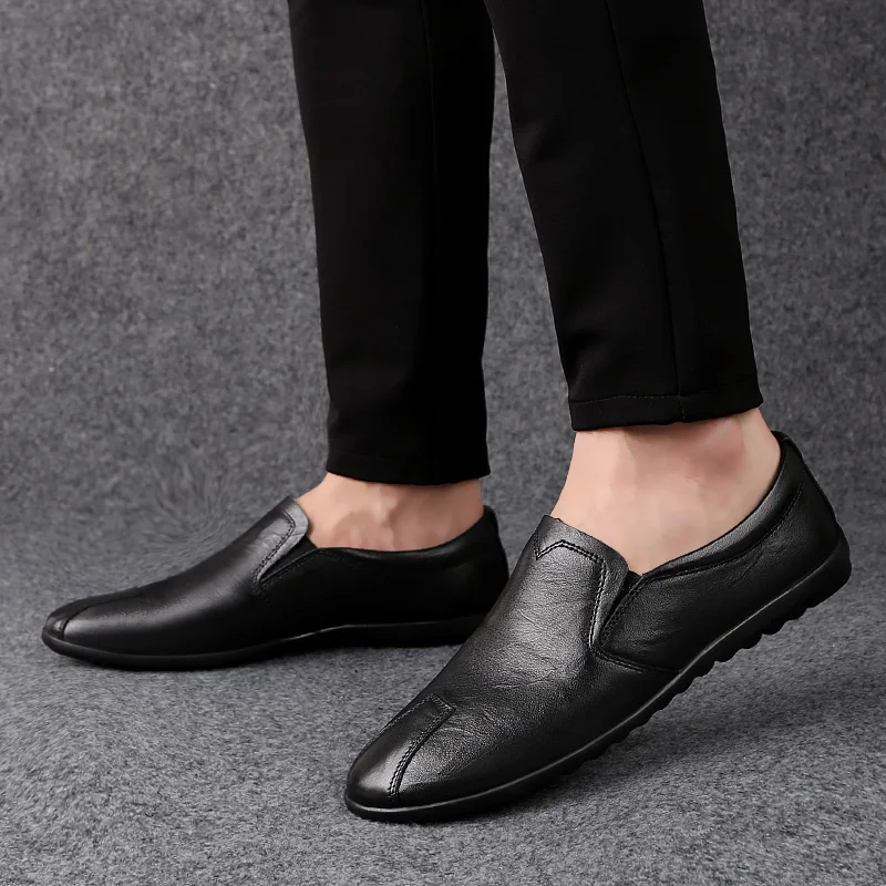 

Men Loafers shoes Breathable Casual Shoes for Men Flats Shoes Genuine Leather Chaussure Homme Moccasin Slip On Flats shoes L5
