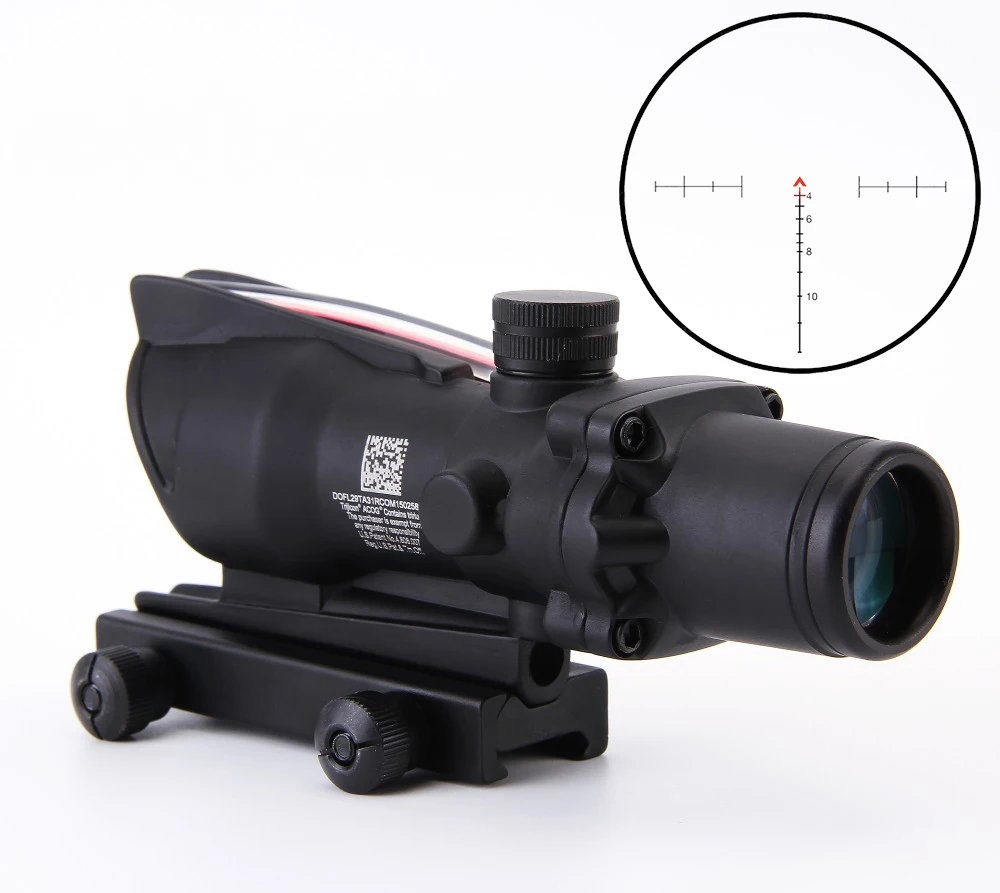 4x32 Acog Riflescope 20mm Dovetail Reflex Optics Scope Tactical Sight Rifle W Tri Illuminated Chevron Recticle