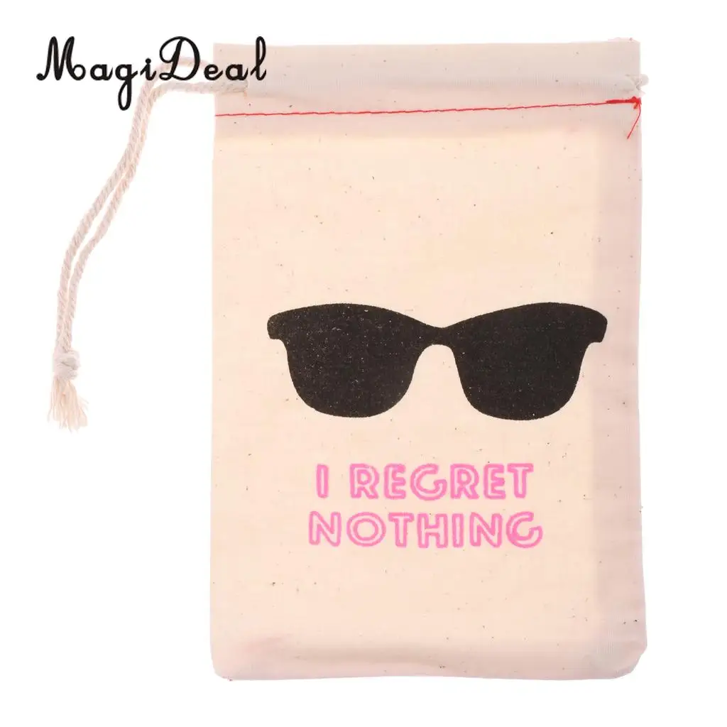 MagiDeal 10x I REGRET NOTHING Cotton Muslin Favor Bags Bachelorette Party Hangover 
