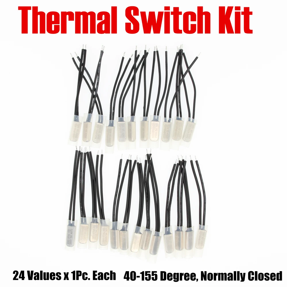 

PHISCALE Metal Temperature Control Switch Kit 24Values x 1Piece 40-155 Degree Normally Closed KSD9700 250V AC 5A