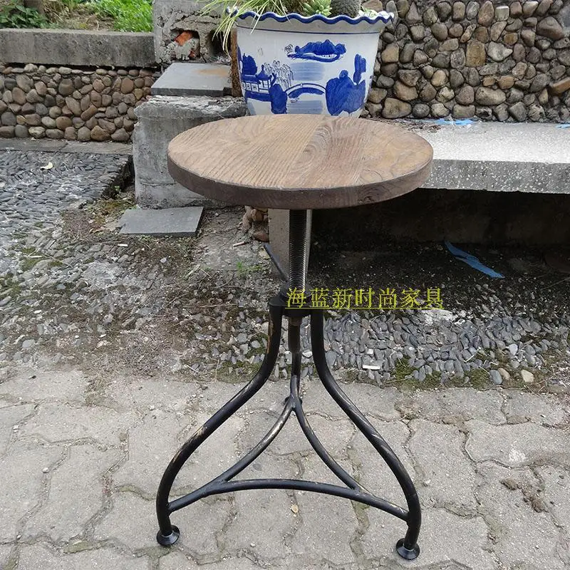 American Retro Rustic Wine Bar Stool Wood Wrought Iron Chairs