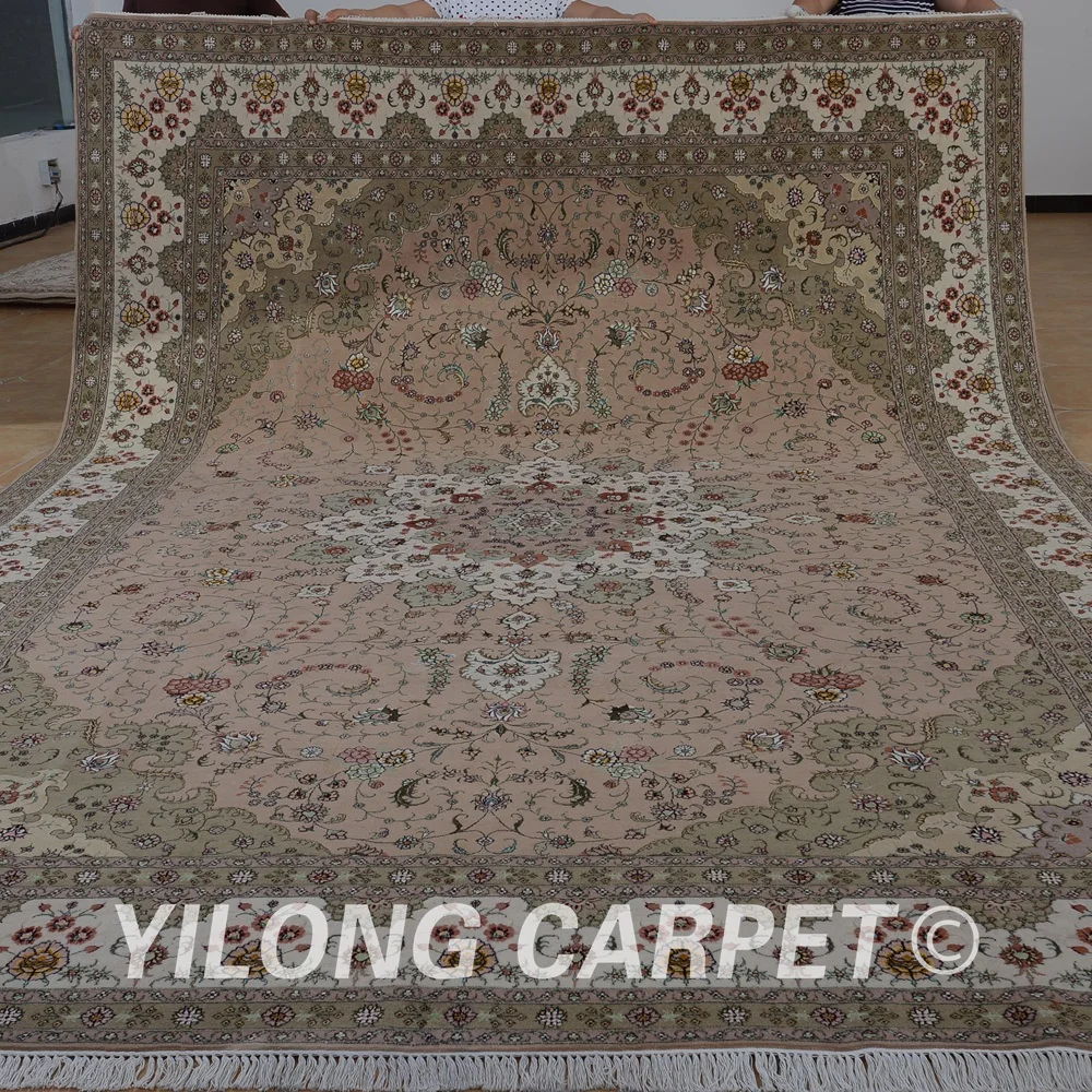 Yilong 10 X14 Wool Traditional Rugs Pink Exquisite Hand Knotted Yilong 10 X14 Wool Traditional Rugs