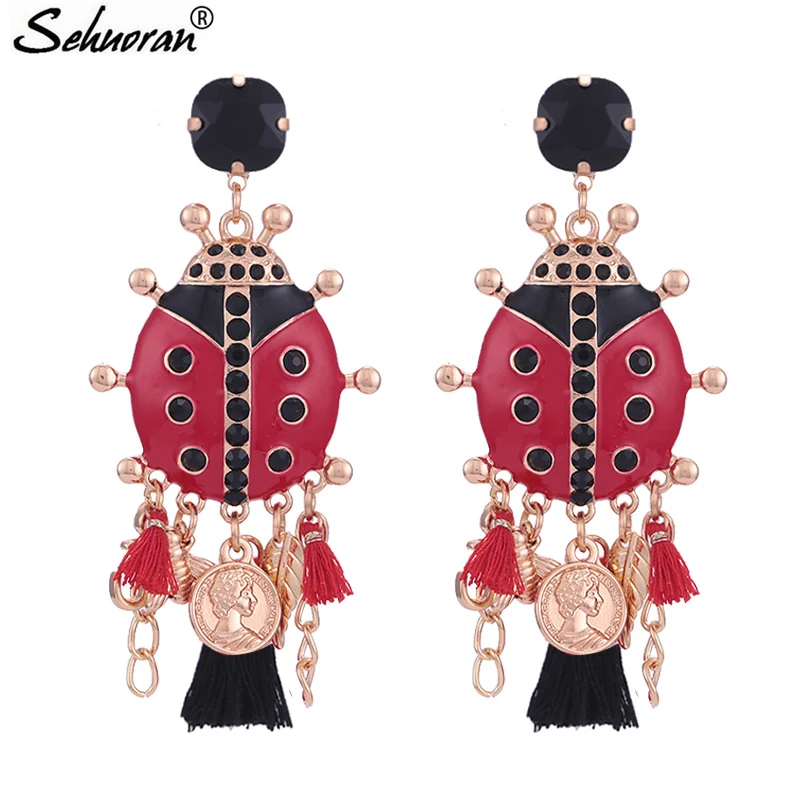

Sehuoran Tassel Earrings Long Pendients Drop Earrings For Woman Zinc Alloy Insect Large Boho Statement Earrings Fashion Jewelry