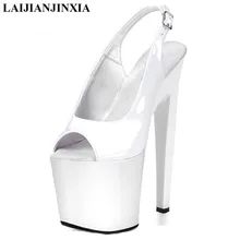 Laijianjinxia/20 см супер Высокие каблуки пластиковые поверхности фасон «рыбий рот», обувь на высоком каблуке, сандалии/высокая Водонепроницаемая модель Обувь для танцев