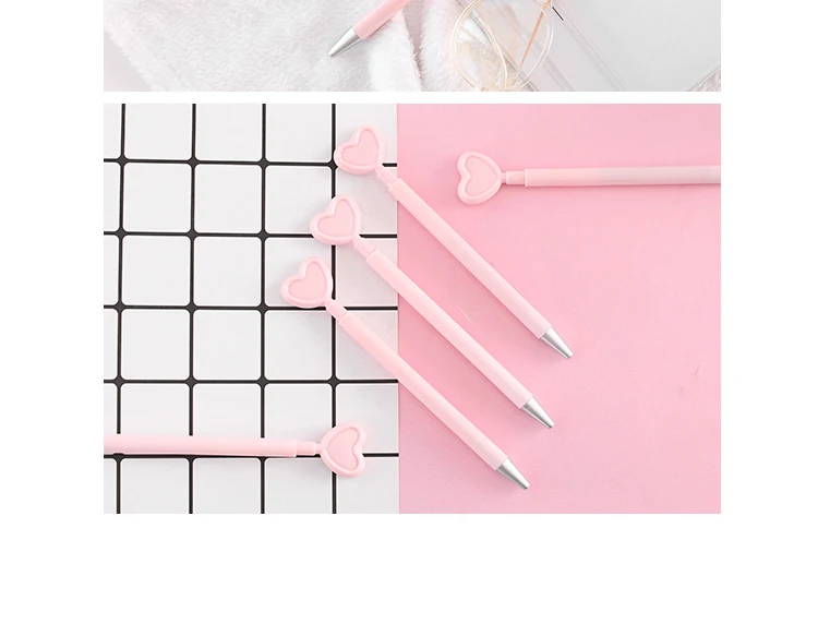 Escolar de Escritório Lote Rosa Doce Coração Gel Caneta Cor Preta Tinta 0.5mm Rolo Canetas Material Escolar Fb706 36 Pçs - 9 36 pçslote rosa doce coração gel caneta
