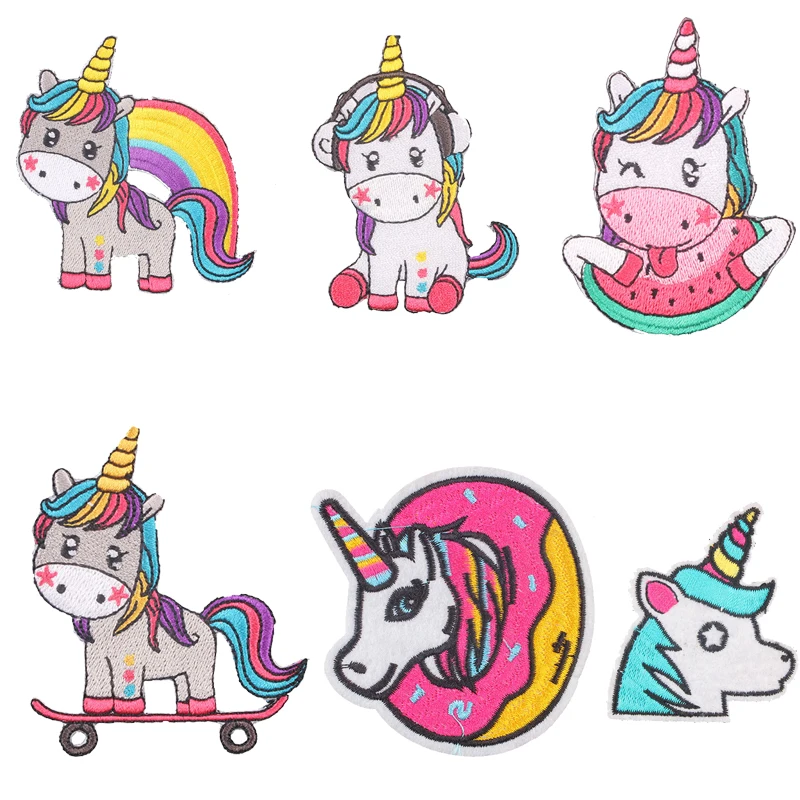 

Hippie Unicorn Iron on Patches Magic Unicorn Accessories Embroidered Patches for Clothes Applique Kids Dress T-shirts DIY E