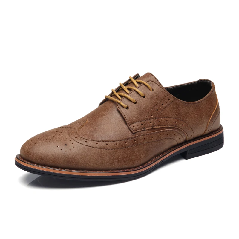 

New Men's Shoes Leather Casual Shoes Spring&summer Fashion Brogue Shoe men chaussures homme Brown Black Size 38-44 Free shipping