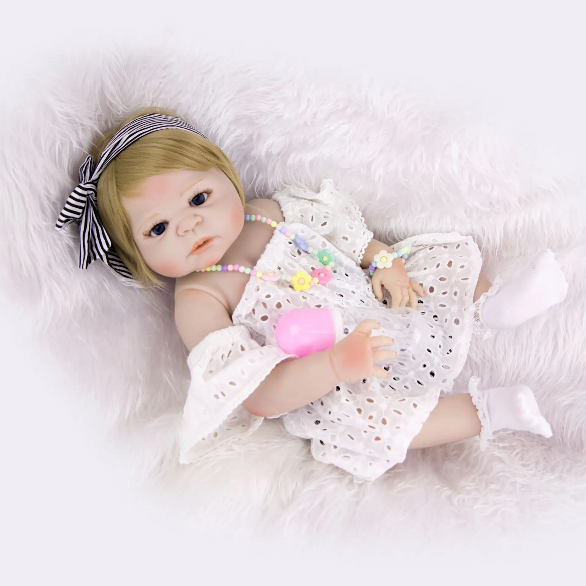 

57cm Lifelike full silicone Reborn Baby Dolls Girl Bebes Reborns bonecas infantil meninas cute doll toys for kids gift