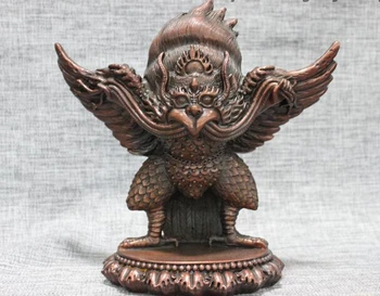 

bi001757 9"Tibetan Buddhism temple Red Bronze Garuda Bird God Buddha Statue