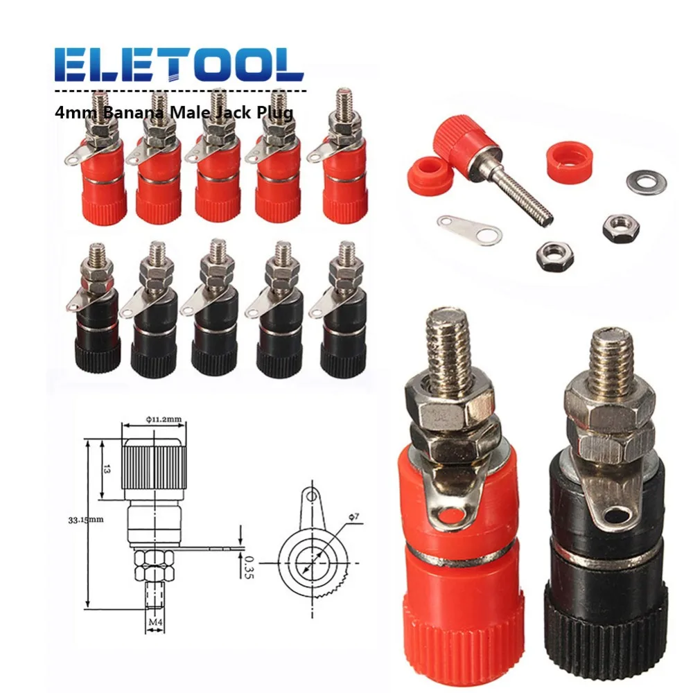 10 шт. 4 мм банан Мужской Разъем гнездо панель крепление клемма разъем банан гнездо никелированная клемма гайка XF30