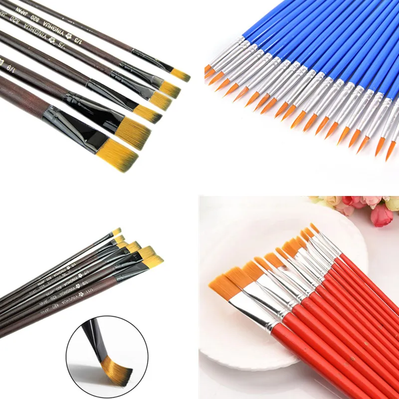 1/6/10/12pcs wooden handle high quality Art Paint Artistic Watercolor