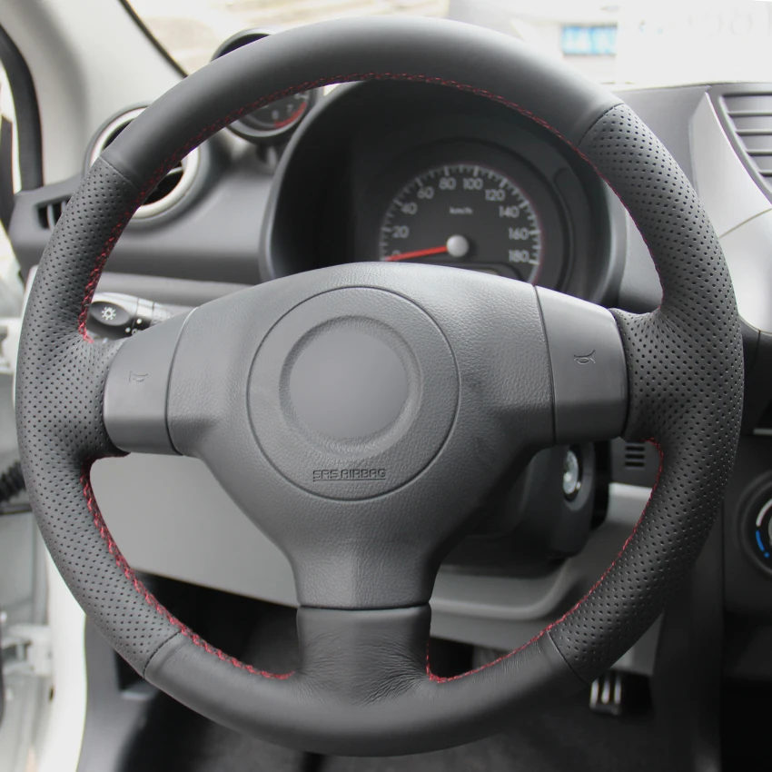 Black Leather Car Steering Wheel Cover for Suzuki SX4 Alto Old Swift
