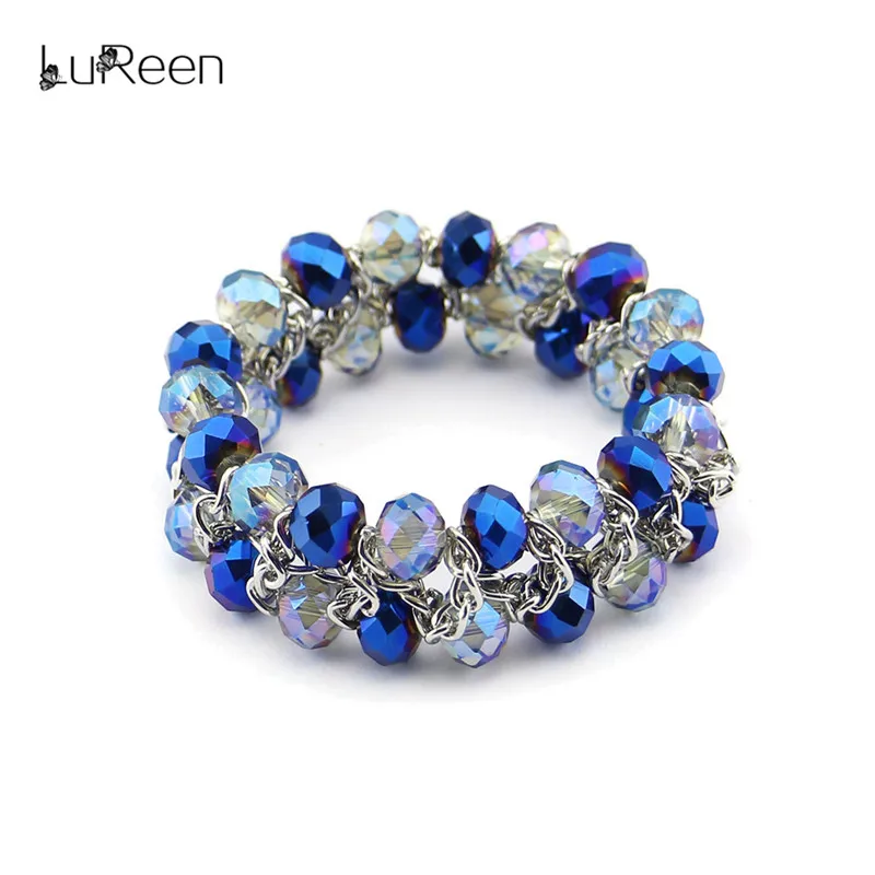 

LuReen Crystal Beads Bangle Bracelets For Women Handmade Colorful Charm Strand Bracelet Adjustable Jewelry Party Gift LB0088