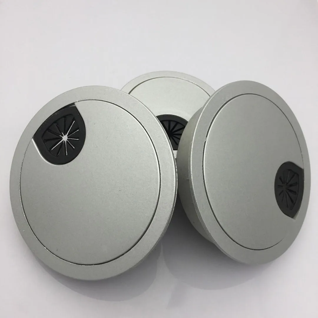1pc Silver 60mm Table Cable Wire Outlet Port Round Computer PC Desk Grommet Cable Hole Cover Line Holder Wiring Accessories