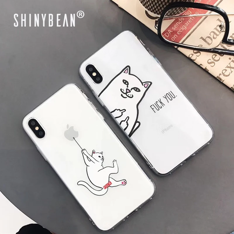 ShinyBean Funny Middle Finger Cat Phone Case For iPhone X ShinyBean Funny Middle Finger Cat Phone Case For iPhone X