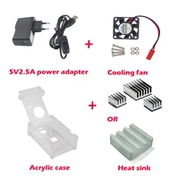Raspberry Pi 3 Model B+ Plus Acrylic Case+Cooling Fan+Heat Sink+5V2.5A Power Charger Cable with Switch for Raspberry Pi 3