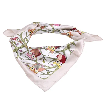 

Women Scarf Luxury Brand Owl Print Hijab Silk Satin Shawls Foulard Square Head Scarves Wraps For Ladies