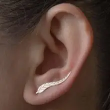 2 пары Винтажные Ювелирные изделия изысканный золотой цвет лист сережки современные красивые перо серьги гвоздики для женщин