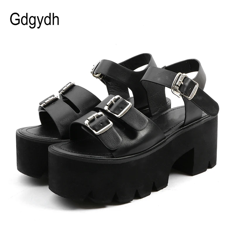 

Gdgydh New Summer 2018 Fashion Women Sandals High Heels Ankle Strap Buckle Platform Shoes Open Toe Casual Hand Made Shoes