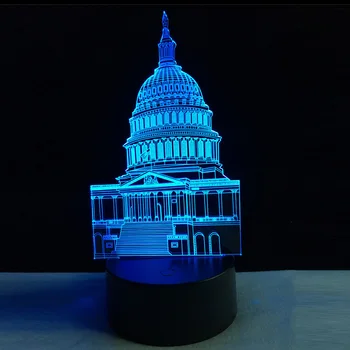 

White House Night Light 7 Color Change Remote Control Touch Child Baby Sleeping Bedroom Lamp Creative lamp for Christmas Boy Toy