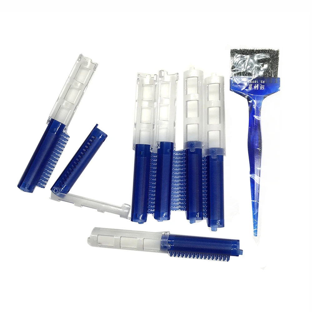 24pcs/set Crystal Hair Root Perm Clips Rollers with Brush Foldable Cold