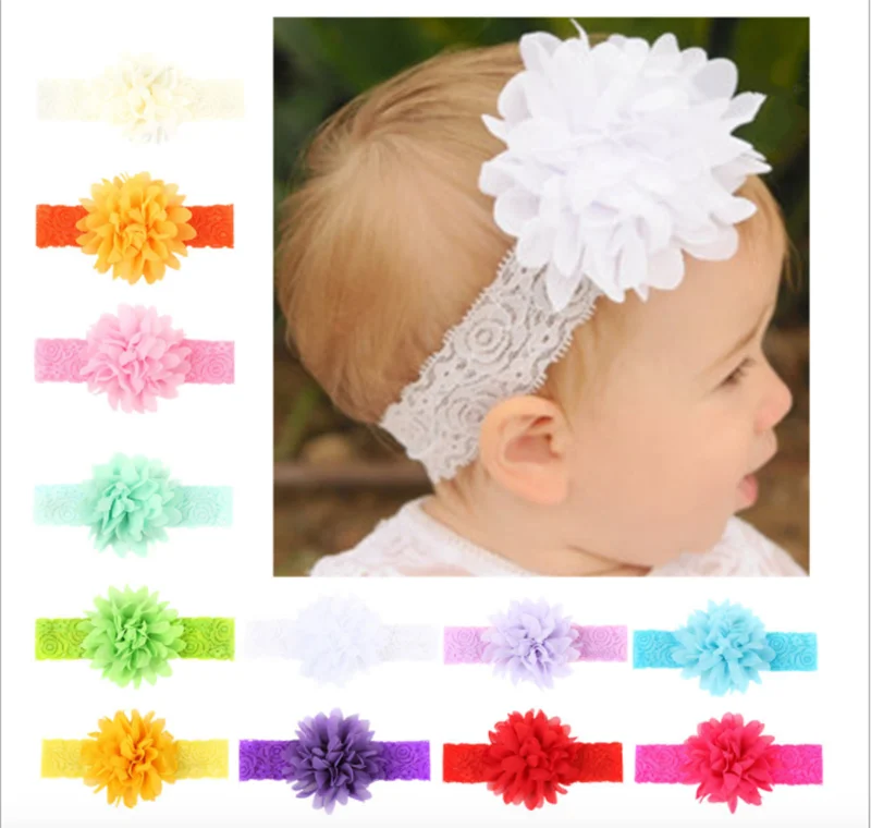 

Chiffon Child Headdress European American Korean Band with Elastic Child Elasticated Band Baby Colorful Fashion Cute Hair