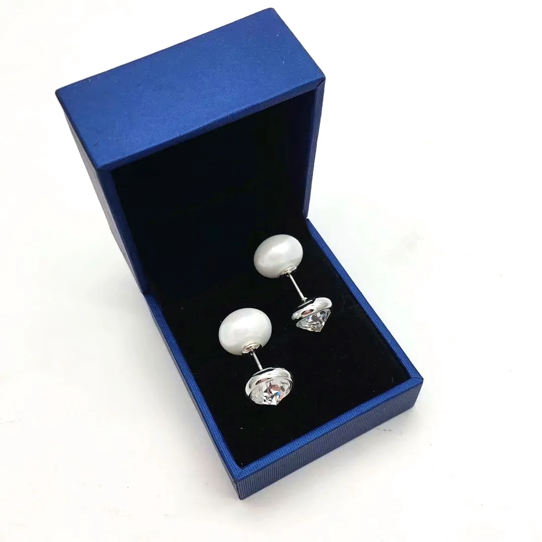 

Ms Betti new design pearl and stone double sided earrings with crystal from swarovski for women with gift box