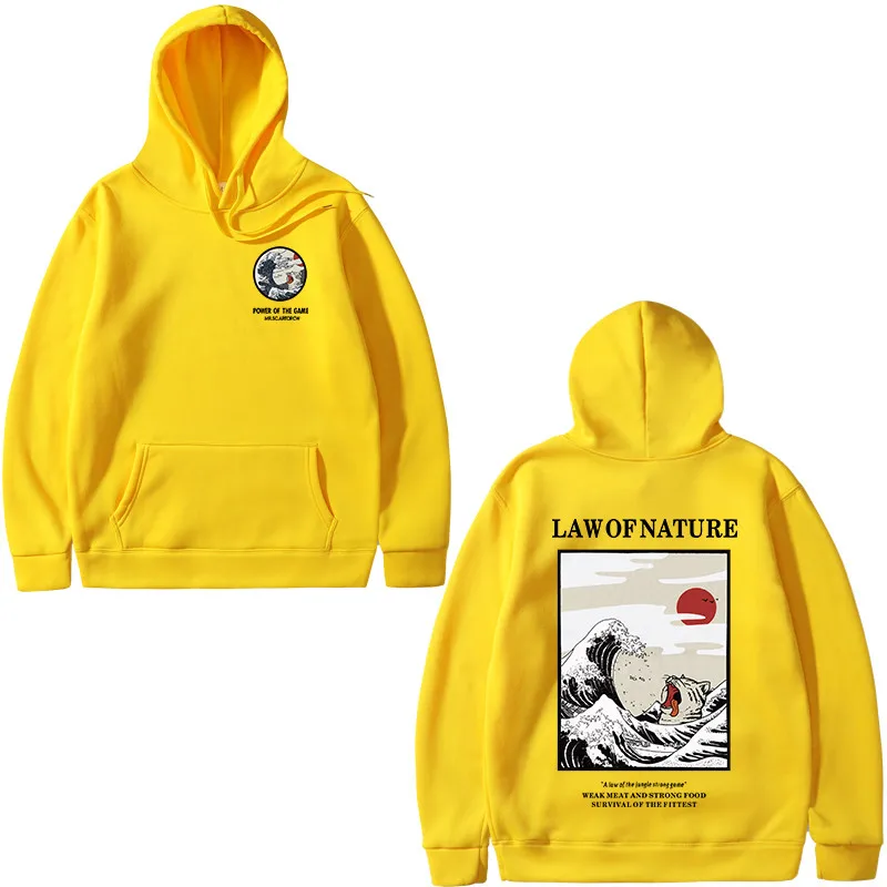 

Newest Japanese Funny Cat Wave Printed Fleece Hoodies 2019 Winter Japan Style Hip Hop Casual Sweatshirts Streetwear